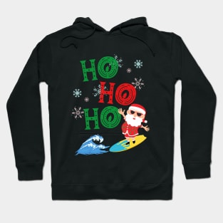 Santa Clause on Surfboard HoHoHo Hoodie